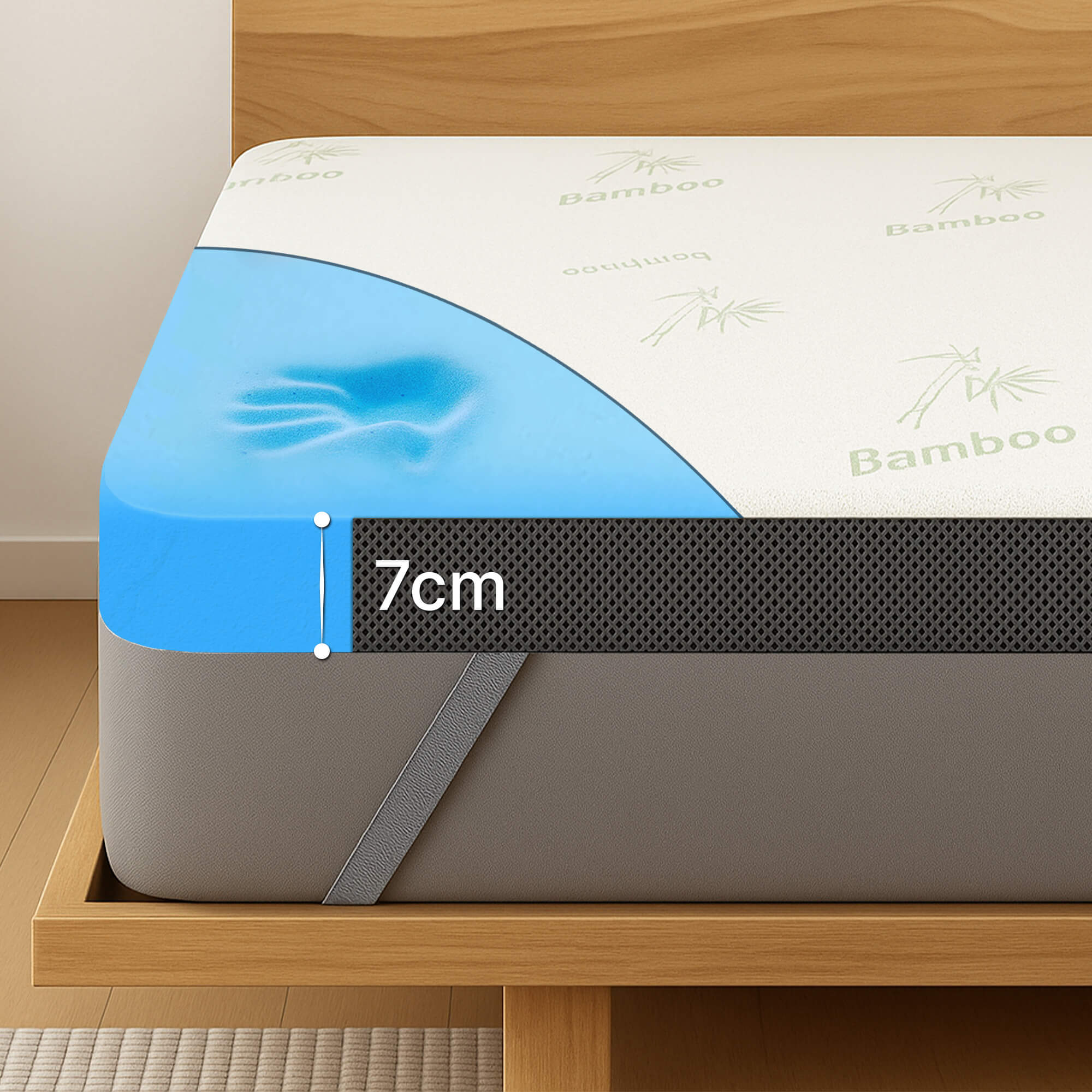 Topper de Conforto Premium - Espuma Viscoelástica em Gel para Colchão